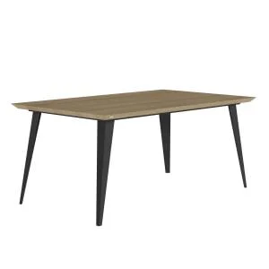 Designerski stół wykonany na zamówienie z drewnianym blatem i metalowymi nogami