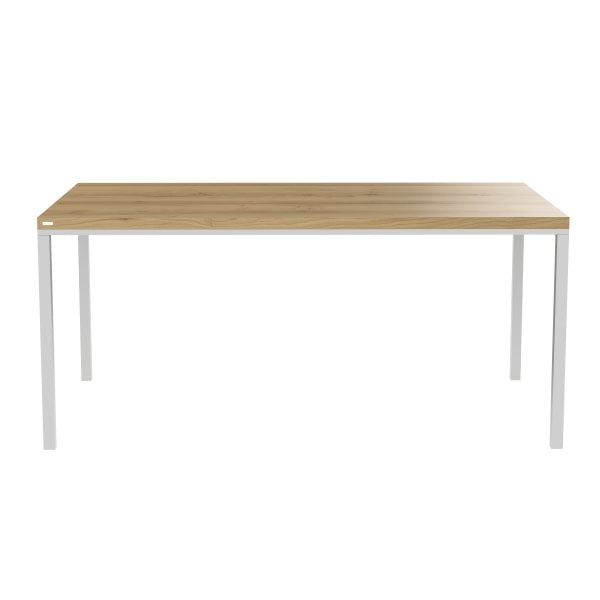 Prosty drewniany stół z nogami w kolorze białym